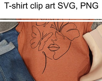 T-shirt clip art SVG file, female line art, vector crafting download, PNG file, cricut file, cricut download, vinyl cricut download