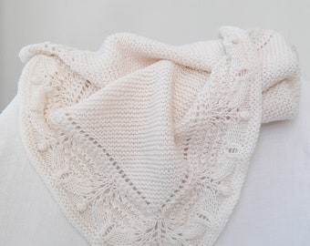 Baby Blanket Knitting Pattern, Square Throw, Beginner to Intermediate (PDF Pattern)