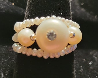 Sterling Silver and Natural Pearl Ring.