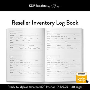 Reseller Inventory Log Book | Seller Journal | Commercial Use KDP Template | 130 pages | 7.5x9.25 inches | Ready-to-Upload PDF Interior