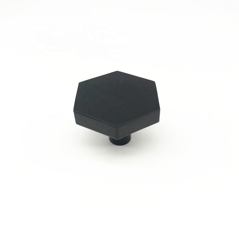 Black Solid Brass Hexagon Drawer Handles Pulls Knobs Etsy