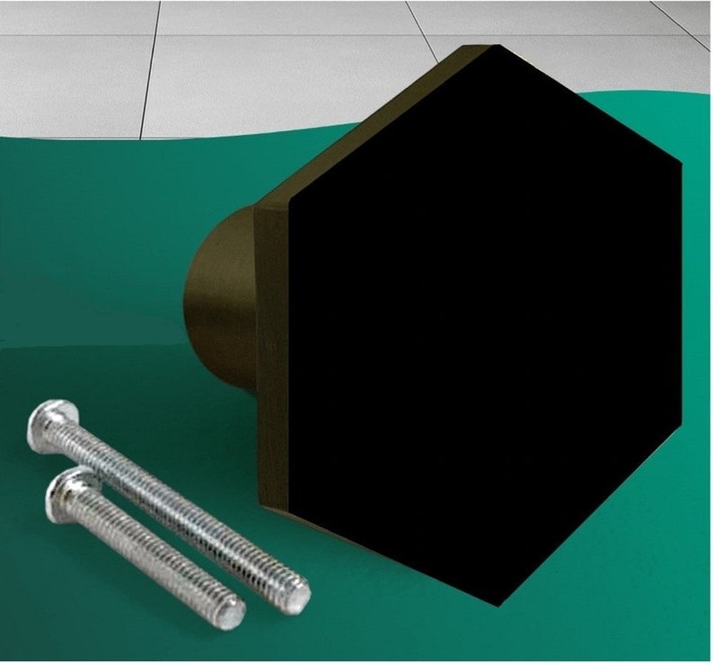 Black Solid Brass Hexagon Drawer Handles Pulls Knobs Etsy