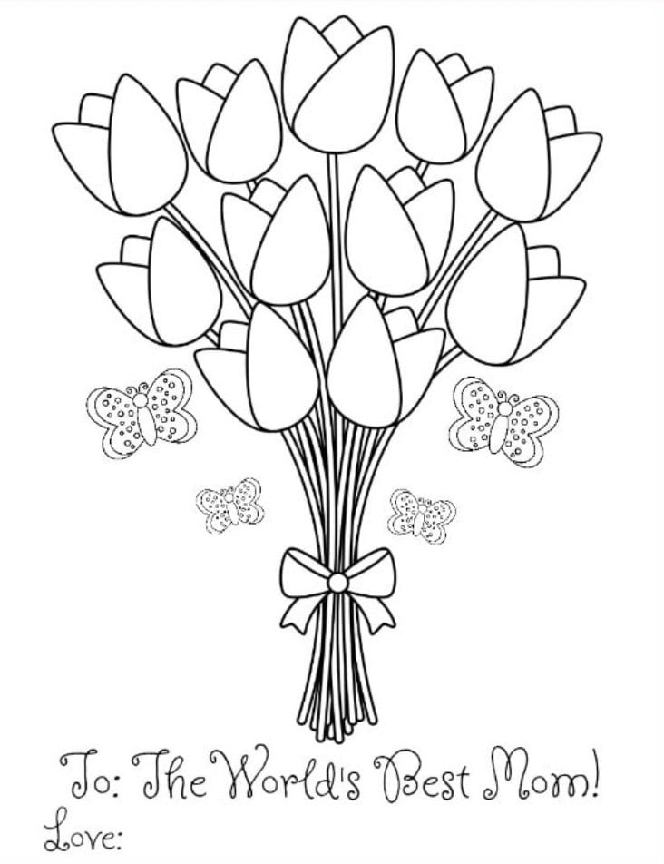 Mothers Day Flower Page Coloring - Etsy