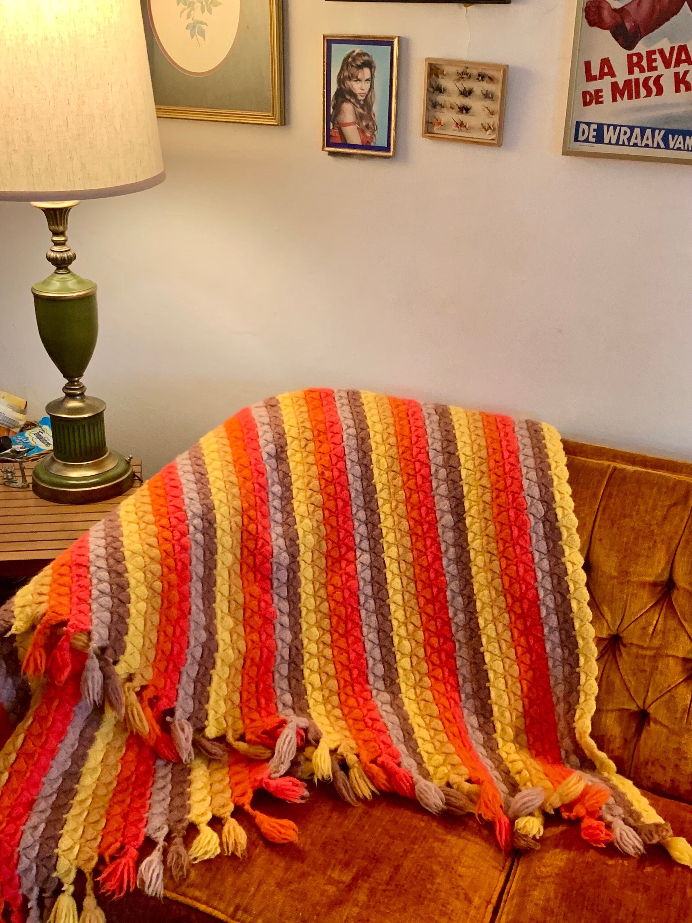 Vintage knit blanket sale