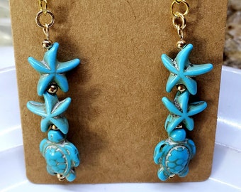 Starfish Turtle Earrings