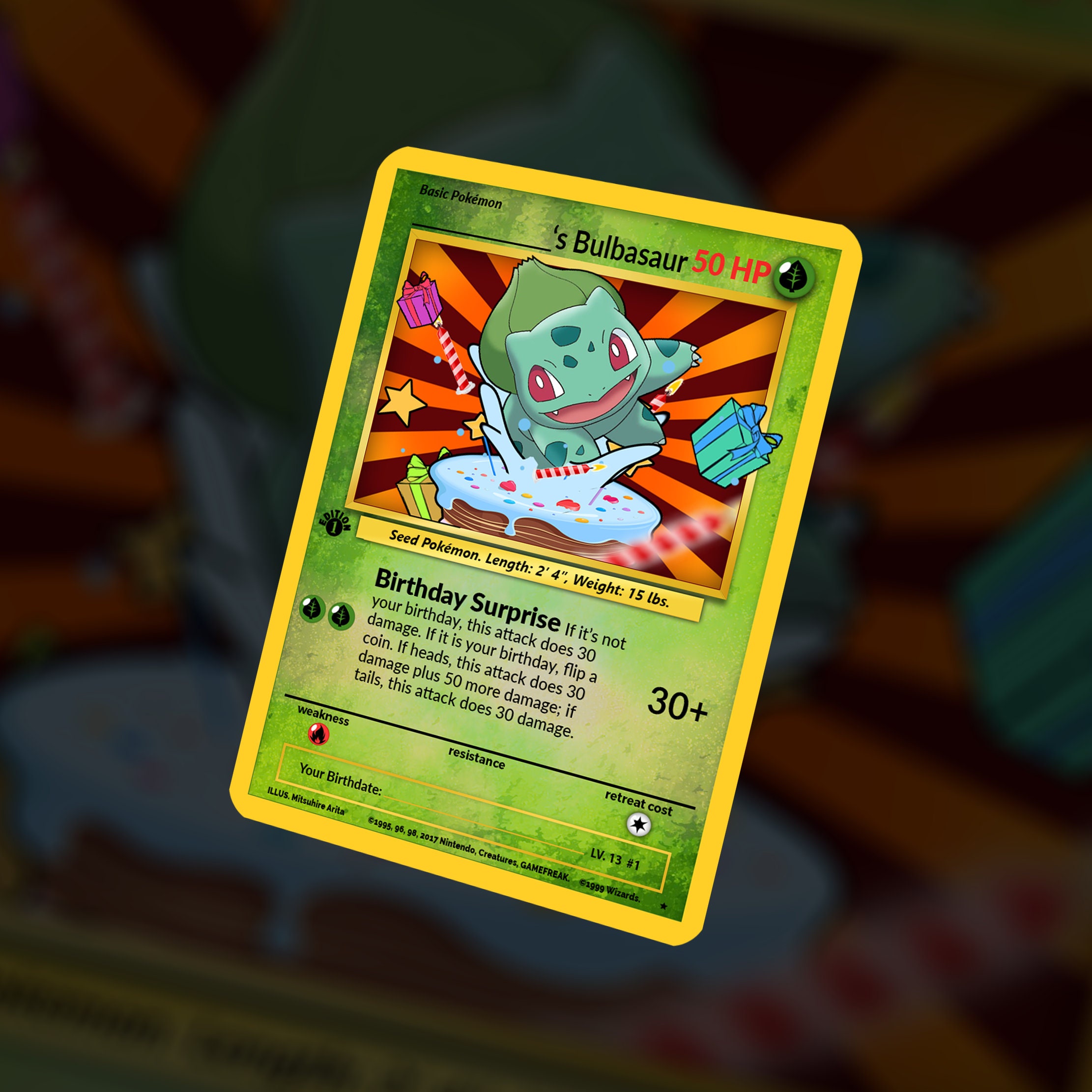 Birthday Bulbasaur Celebration Trading Card Cute Gifts for 