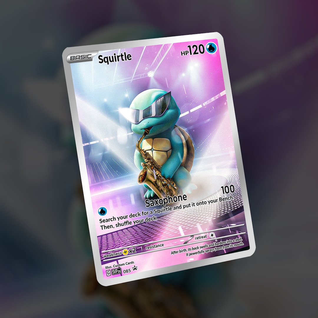 Saxophone Squirtle Card Custom Made Etsy