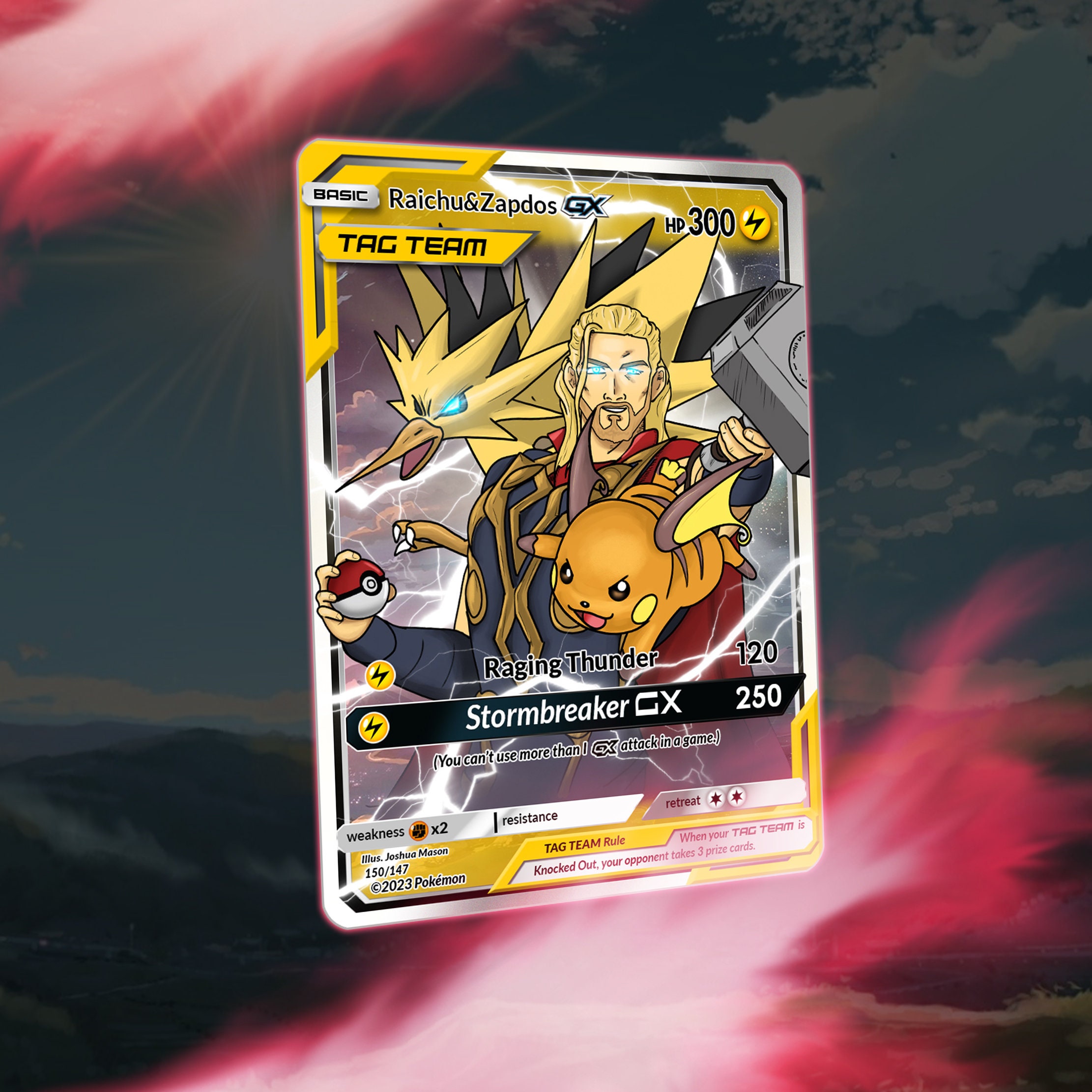 Shiny Raichu Gx Surfing Custom Pokemon Card Premium Quality 