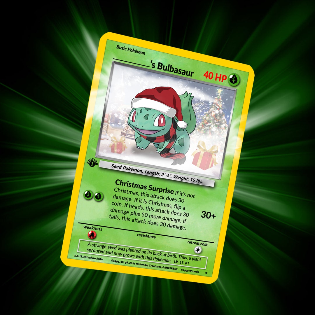 New Christmas Bulbasaur Card Custom Made 