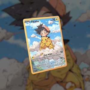 Un vœu sur Pikachu ! Carte faite sur commande !