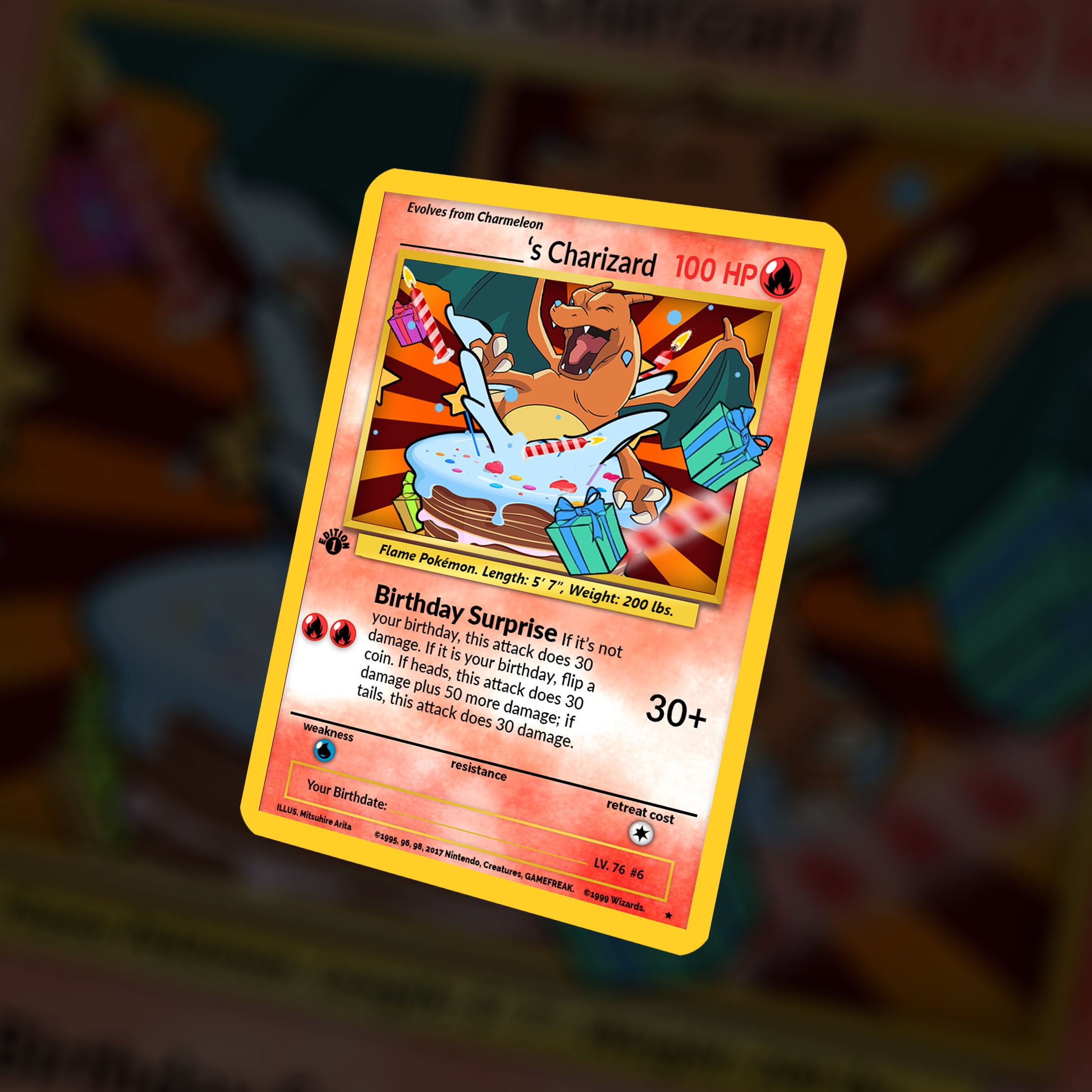 Birthday Charizard Card Custom Made - Etsy UK