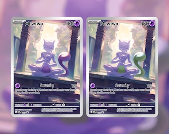 Carta de Mewtwo Serenidad Pacífica + ¡Versión Shiny GRATIS! ¡Hecha a medida!