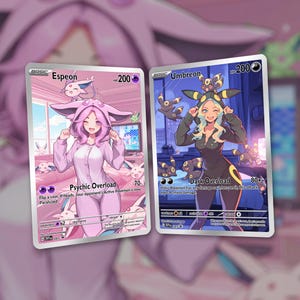 Ensemble cache-couche Espeon et Umbreon ! 2 cartes ! Fait sur mesure !