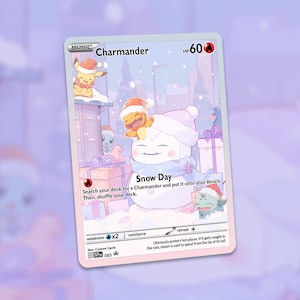 Carte de jour de neige Salamèche ! Fait sur mesure !