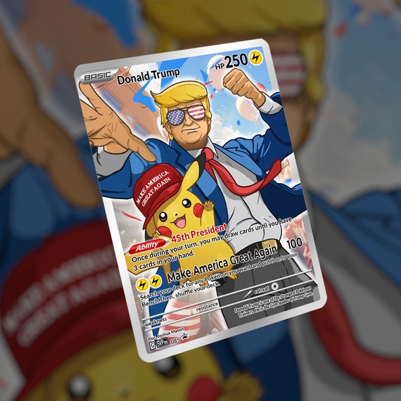 donald trump pokemon card Pikachu Pokmon Style Card 2024 Politics Trading Card Near Mint Trump Playing Cards We Pulled the Donald Trump