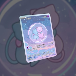 Mew & glänzende Mew Hug Karte! Maßanfertigung!