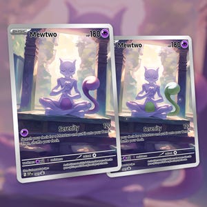 Carte Mewtwo Serenity + Version brillante GRATUITE ! Fait sur mesure !