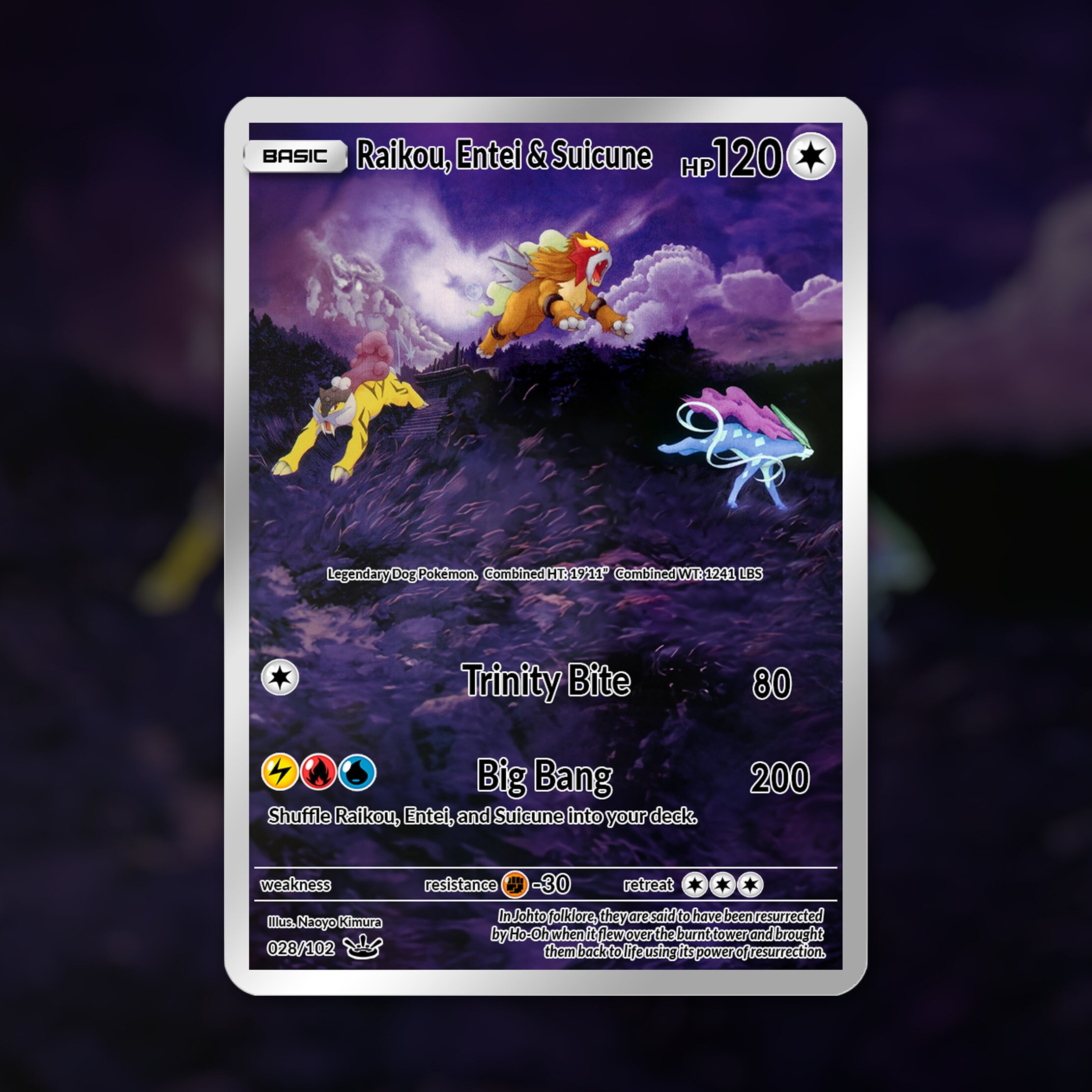 Raikou From Johto Region Legendary Pokemon. Registered Trade 