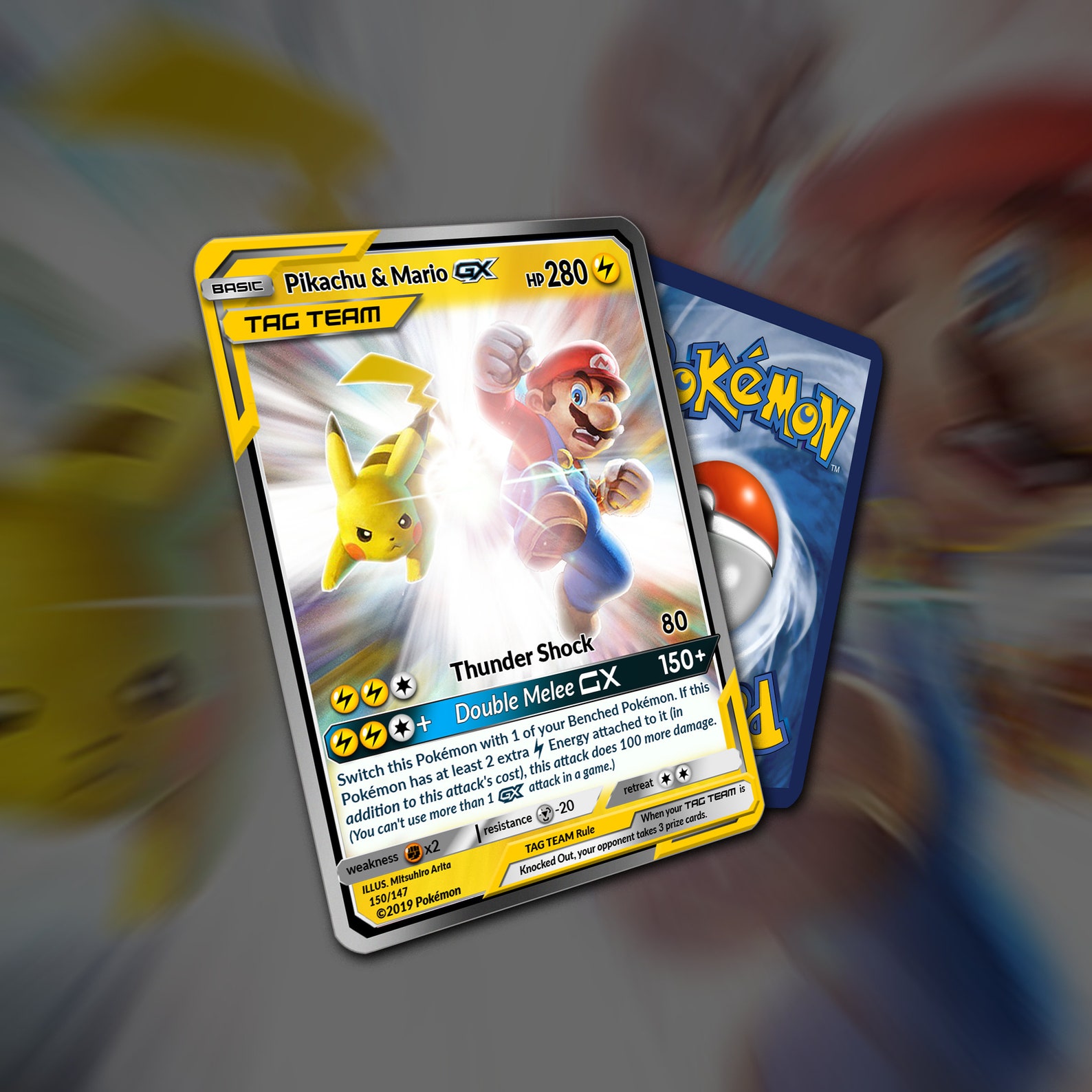 Mario & Pikachu Tag Team GX Custom Made Etsy