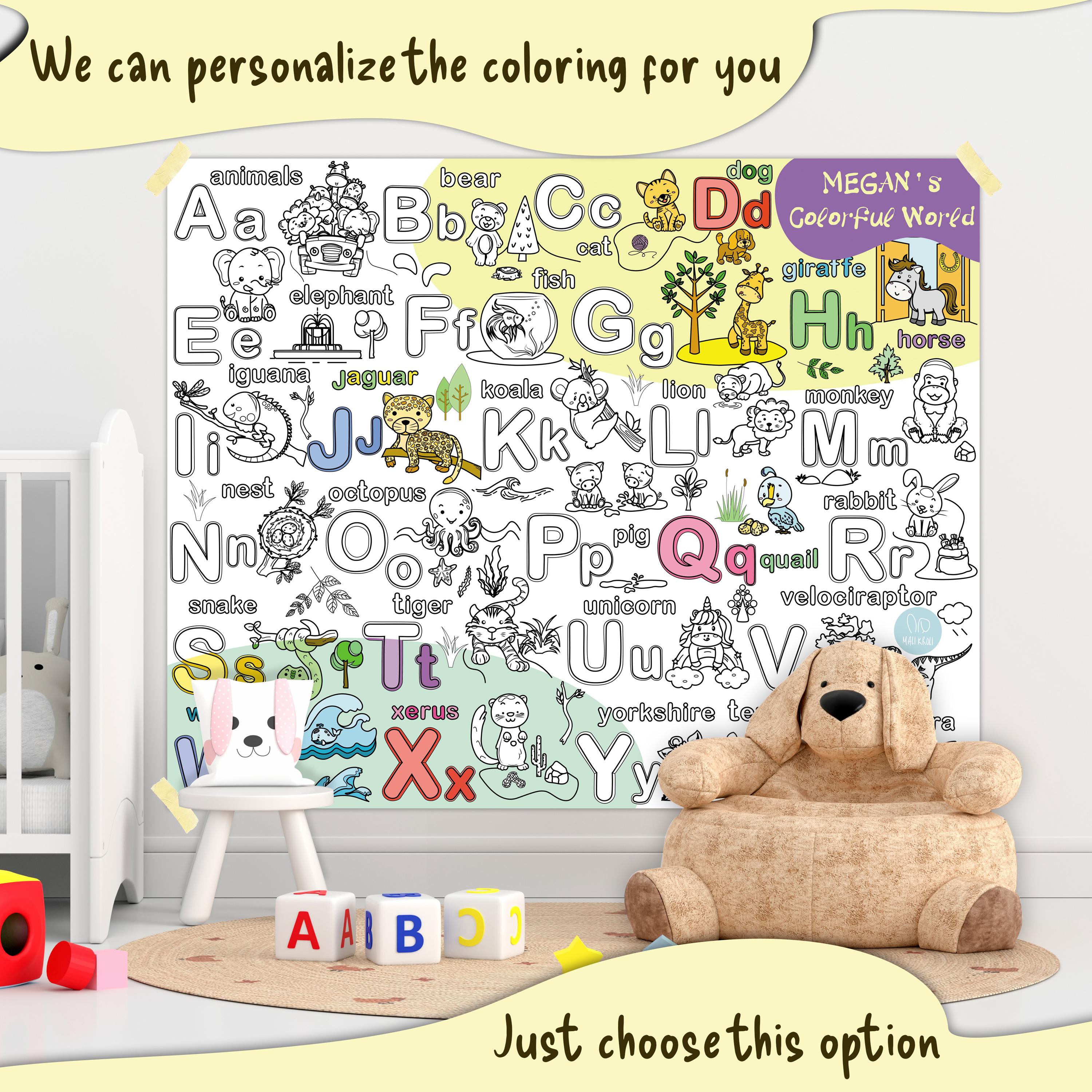 Giant Coloring Pages Woodland Alphabet, Preschool Animal Abc Poster ...