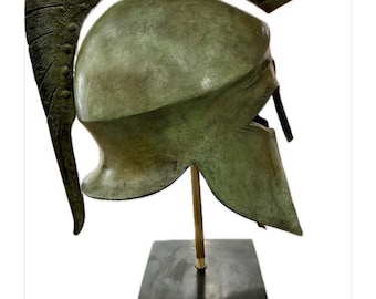 Bronze Warrior Helmet: Largest Life Size Replica on Marble Base Price includes worldwide shipping
