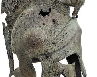 Bronze Spartan Helmet: Life Size Greek Warrior Sphinx Crest