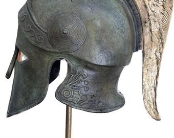 Bronze Spartan Griffin Greek Helmet golden crest Price includes free worldwide shipping