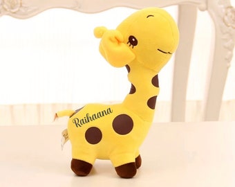 Personalised Name Custom Cute Giraffe Plush Teddy Baby Child Keepsake Toy Birthday Gift Boy Girl With Name