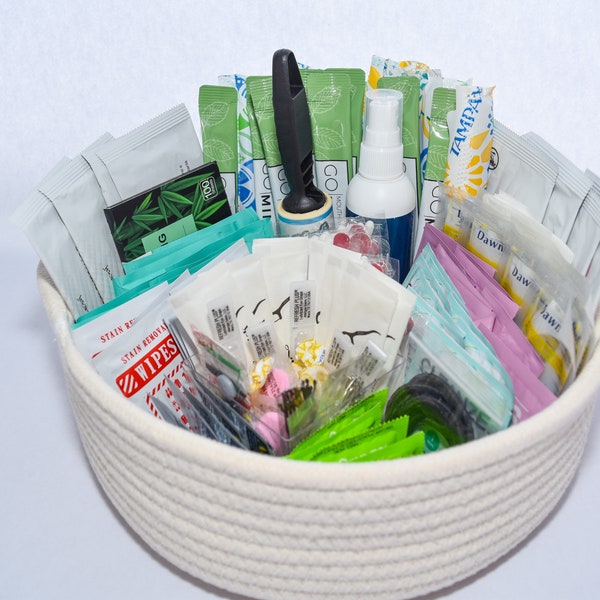 Large Women's Event Bathroom Basket | Essentials for Nuptials, Corporate Gatherings, Refined Social Events | ~150-200 Guests | 9 inch Basket