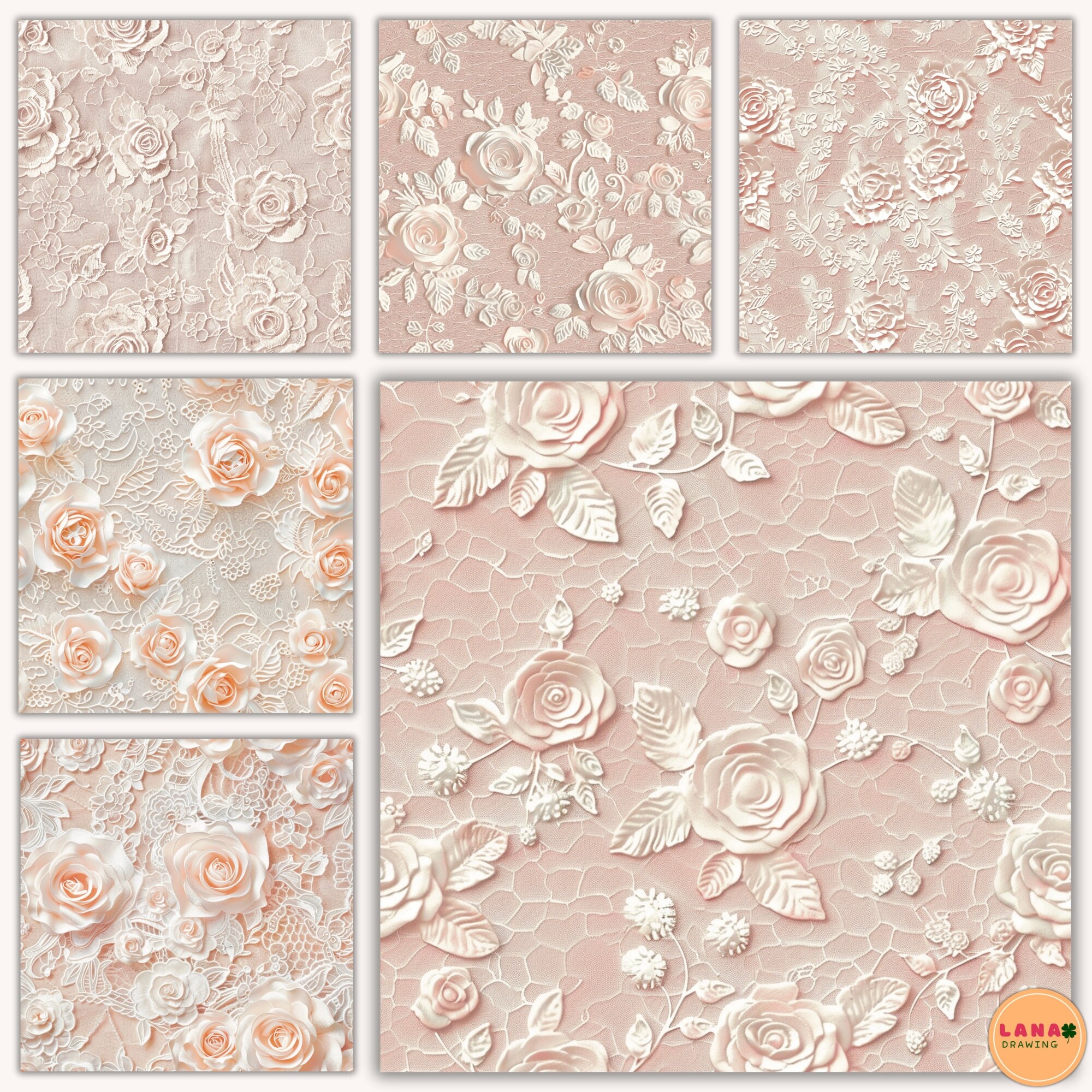 Vintage Pastel Pink Lace Digital Paper Pack, Shabby Chic Seamless ...