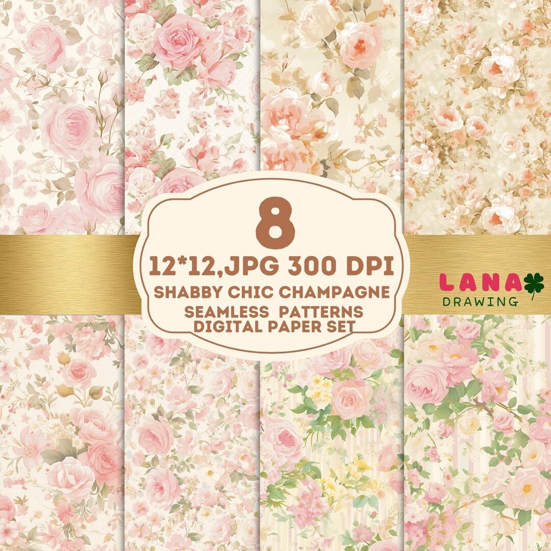 Vintage Digital Paper Pack, Shabby Chic Seamless Pattern, Vintage ...