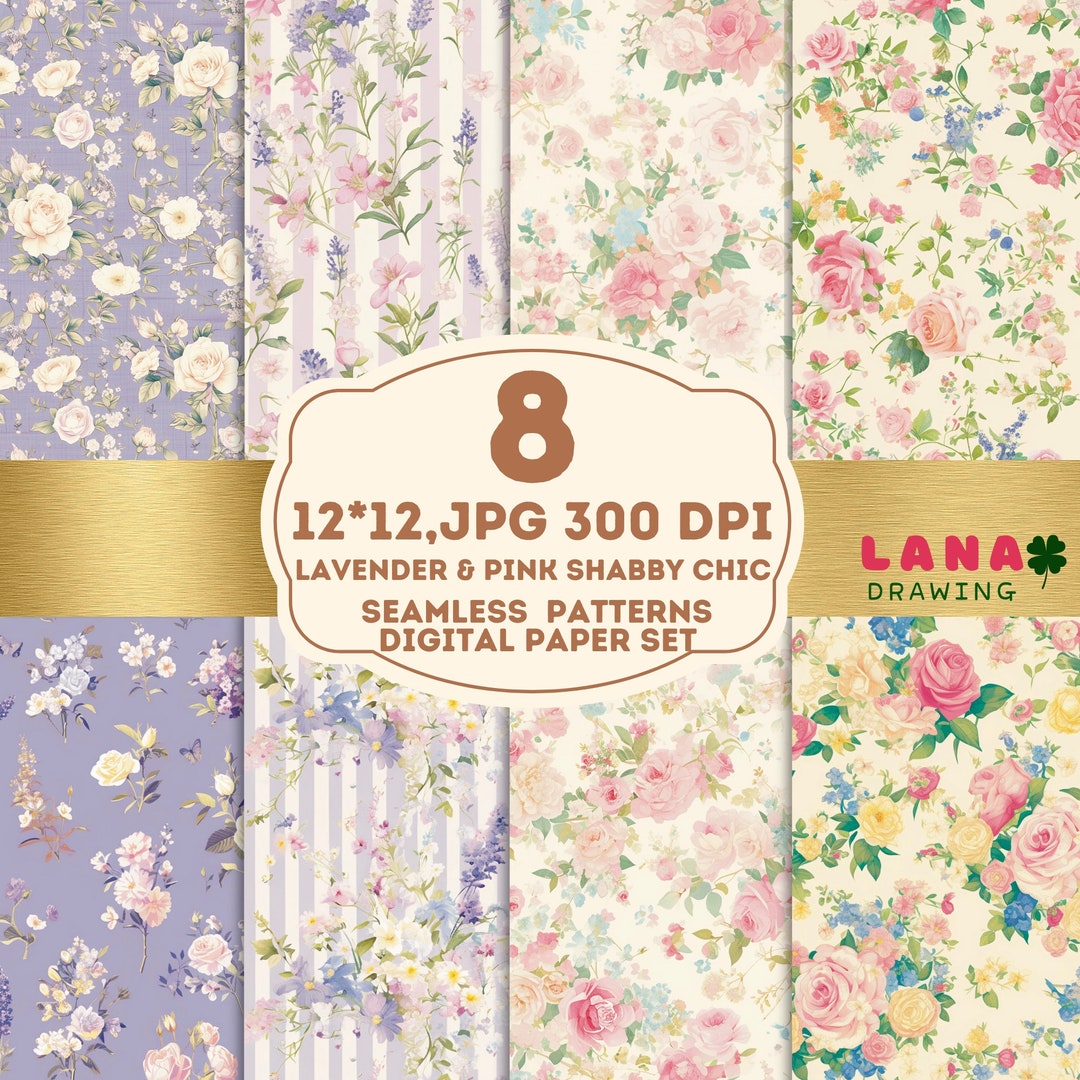 Vintage Digital Paper Pack, Shabby Chic Seamless Pattern, Vintage ...