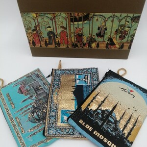 Jungfrauenturm, Hagia Sophia, Blaue Moschee, dreifaches Brieftaschenset, Triple Istanbuls Wunder Brieftaschenset, Türkei historische Orte