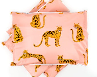 10x13 Reusable Poly Mailers , Pink Cheetah Poly Mailer, Safari Shipping Mailer, Designer Eco-Friendly , Reuseable Seal            Mailer
