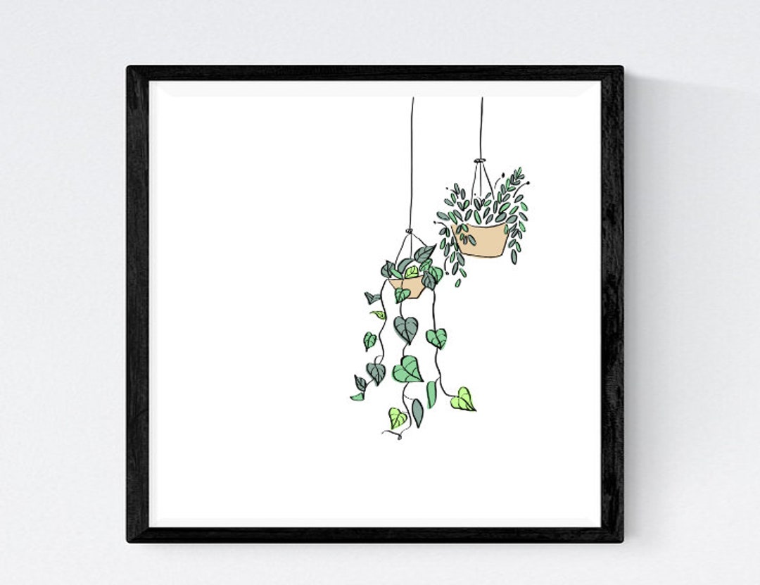 DIGITAL WALL ART / Hanging plants / Printable Wall Art / Digital Prints Télécharger / Plant art ...