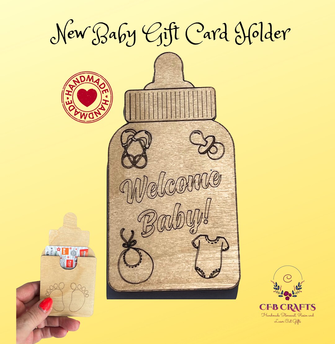 Gift Card Holder for New Baby Laser Cut Wooden Gift Card Holder Baby