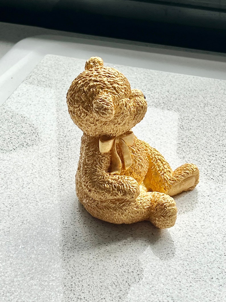 Golden Sitting Teddy Bear Golden Wedding Anniversary Gift 50th Wedding Anniversary Unique Golden Wedding Gift image 4