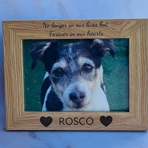 Personalized Pet Memorial Picture Frame: Engraved Wooden Dog Loss Gift