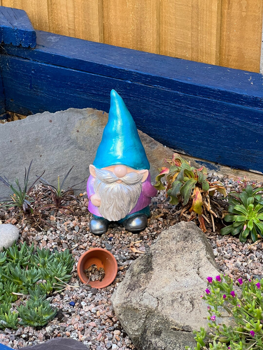 Hand Painted Garden Gnome Gnome Garden Outdoor Garden Gnome Etsy