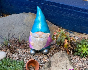 Hand painted Garden Gnome, Gnome Garden, Outdoor Garden Gnome, Garden Gnome Gift, Garden Decor