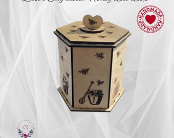 Six Sided Laser Cut Honey Bee Box  Gift for Bee Lovers
