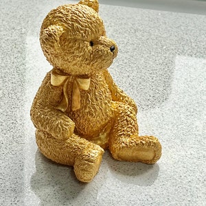 Golden Sitting Teddy Bear Golden Wedding Anniversary Gift 50th Wedding Anniversary Unique Golden Wedding Gift image 2