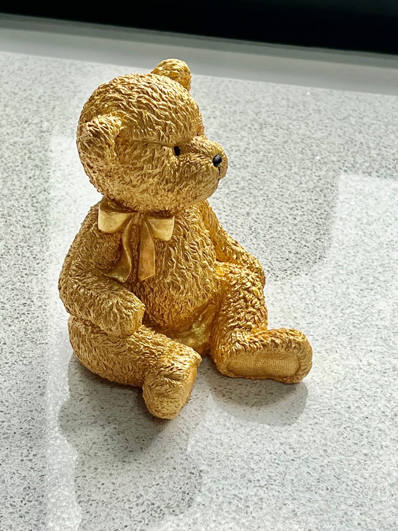 Golden Sitting Teddy Bear Golden Wedding Anniversary Gift 50th Wedding Anniversary Unique Golden Wedding Gift image 2