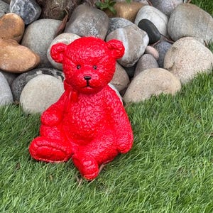 Red Memorial Stone Bear: Graveside Remembrance Gift