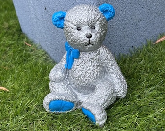 Silver Memorial Graveside Teddy Bear, Child Grave Marker, Baby Loss, Baby born Sleeping