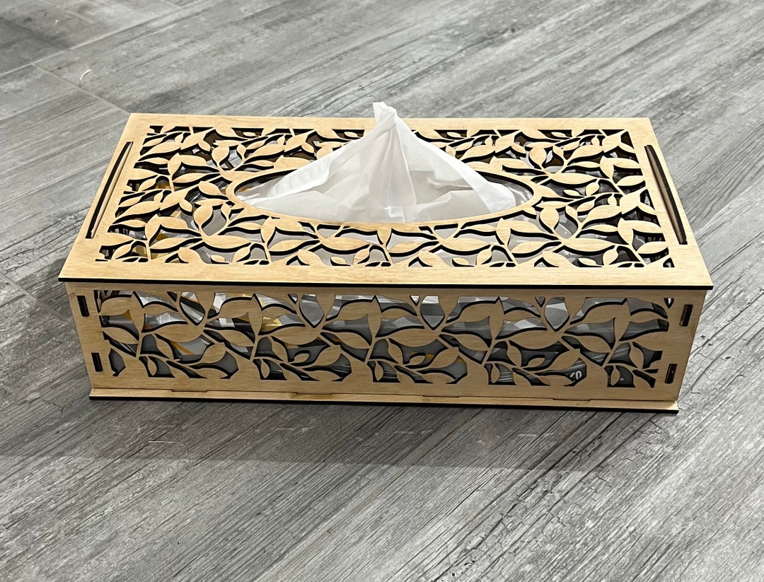 Laser Cut Wooden Large Tissue Box Cover, Luxury Wooden Tissue Box Home