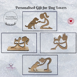 Personalised Wooden Dog Lovers Gift  Personalised Dog Figure  Wooden Animal Ornament