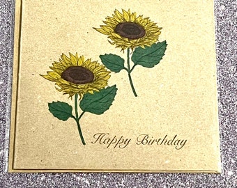 Sunflower birthday card, Laser Engraved Sunflower lovers, Happy Birthday Sunflower card, Unique Sunflower card.