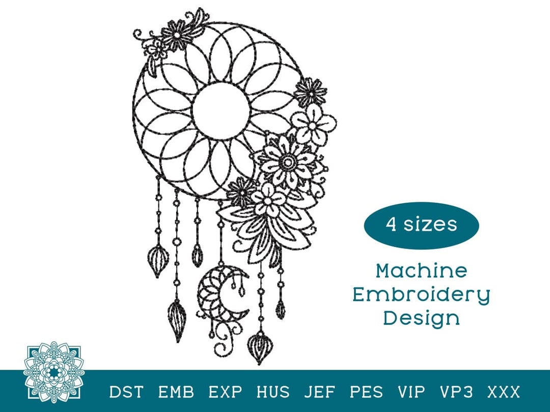 Dream Catcher Embroidery, Boho Machine Embroidery Design, Digital