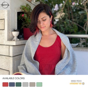 Herringbone Blanket, Eco-Friendly Throw, Cotton Blanket, TURKISH BLANKET, Bed Blanket, Cozy Blanket, Woven Blanket